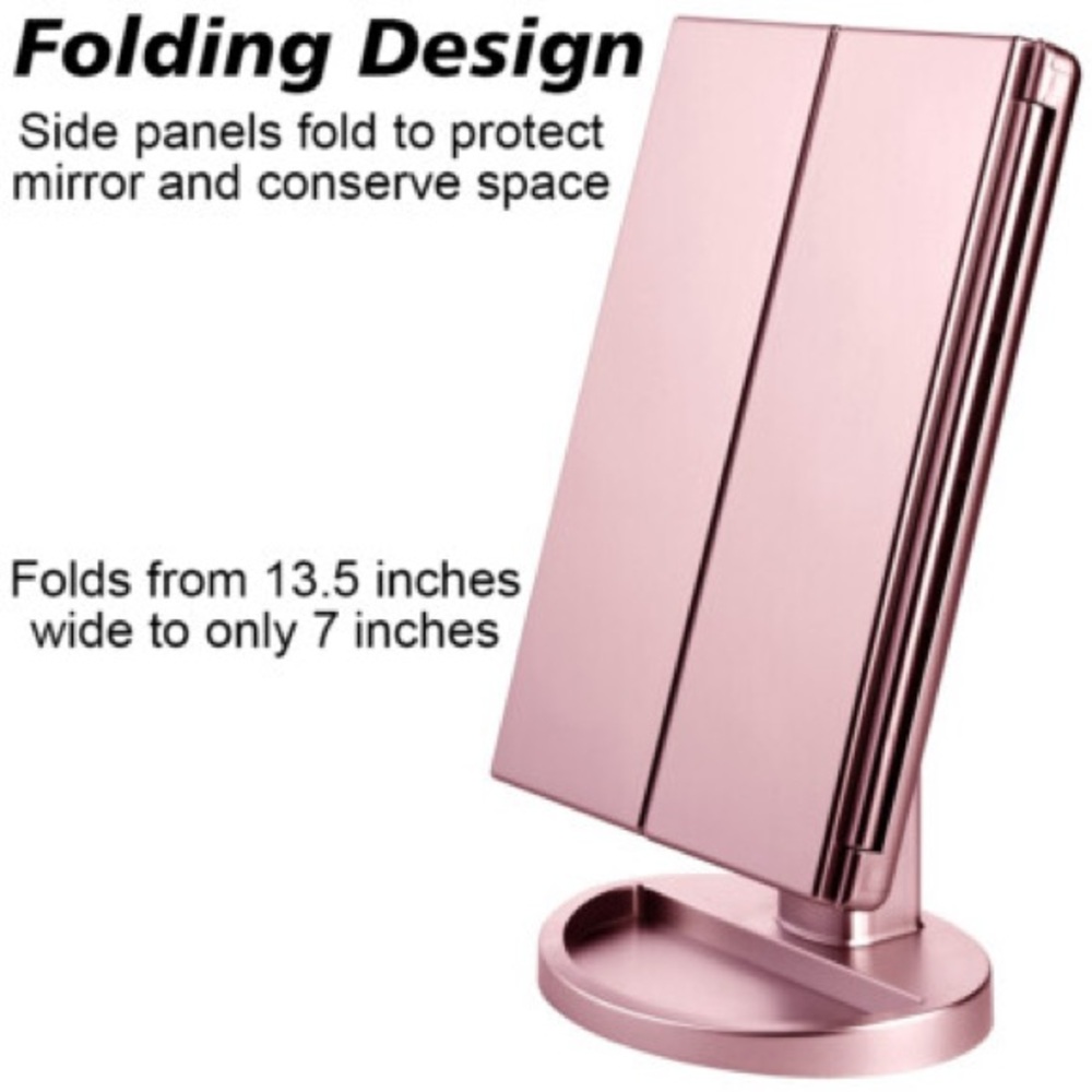 Makeup 3 Panel Vanity Mirror with LED
Lights, 1x 2x 3x Magnification, Dimmable - Picture 7 of 10